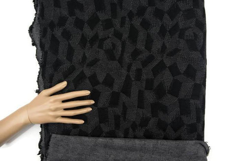 Gray and Black Graphic Diamonds Jacquard Knit Fabric 31 inches length Extra Wide PDK00381